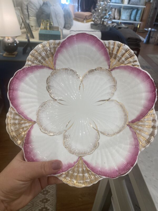 Porcelain Pink and Gold Shell Bowl