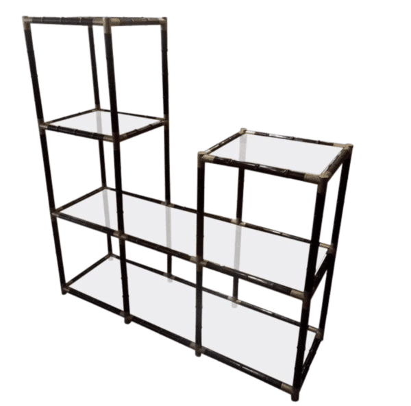 Mid-Century Faux Bamboo and Glass Etagere