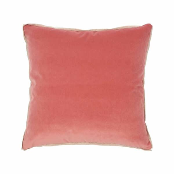 Coral/Natural Flange Velvet Pillow